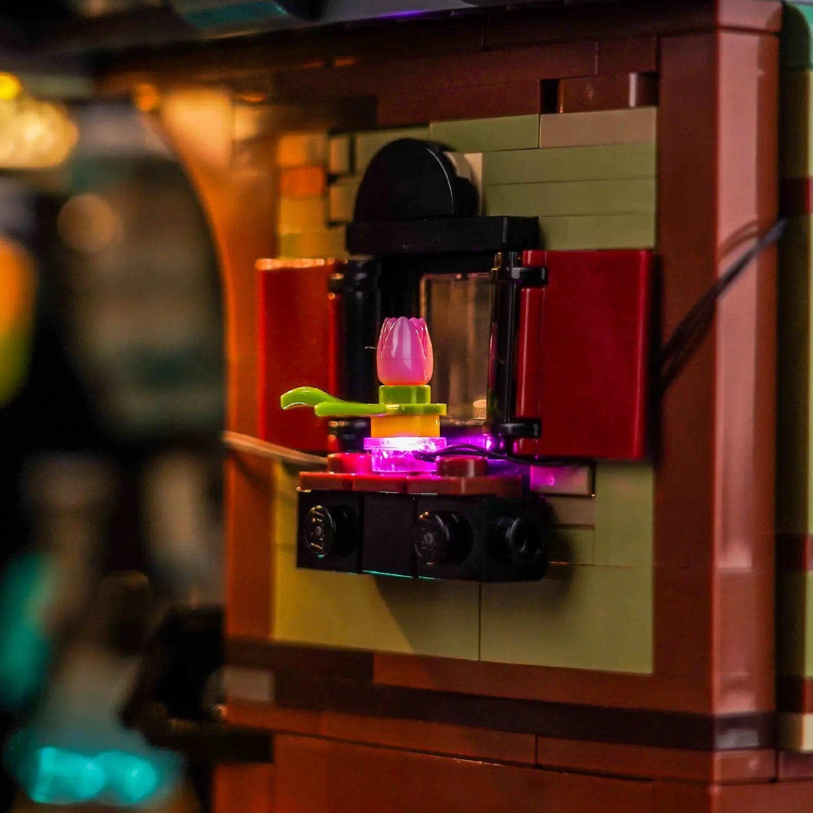 Close-up of LED lights on LEGO NINJAGO City Workshops #71837