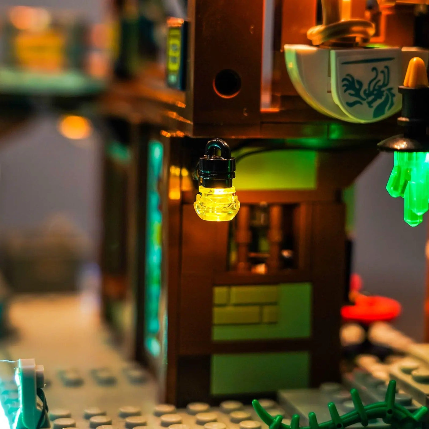 LEGO® NINJAGO City Workshops #71837 — LED kit powered on (custom LED lighting)