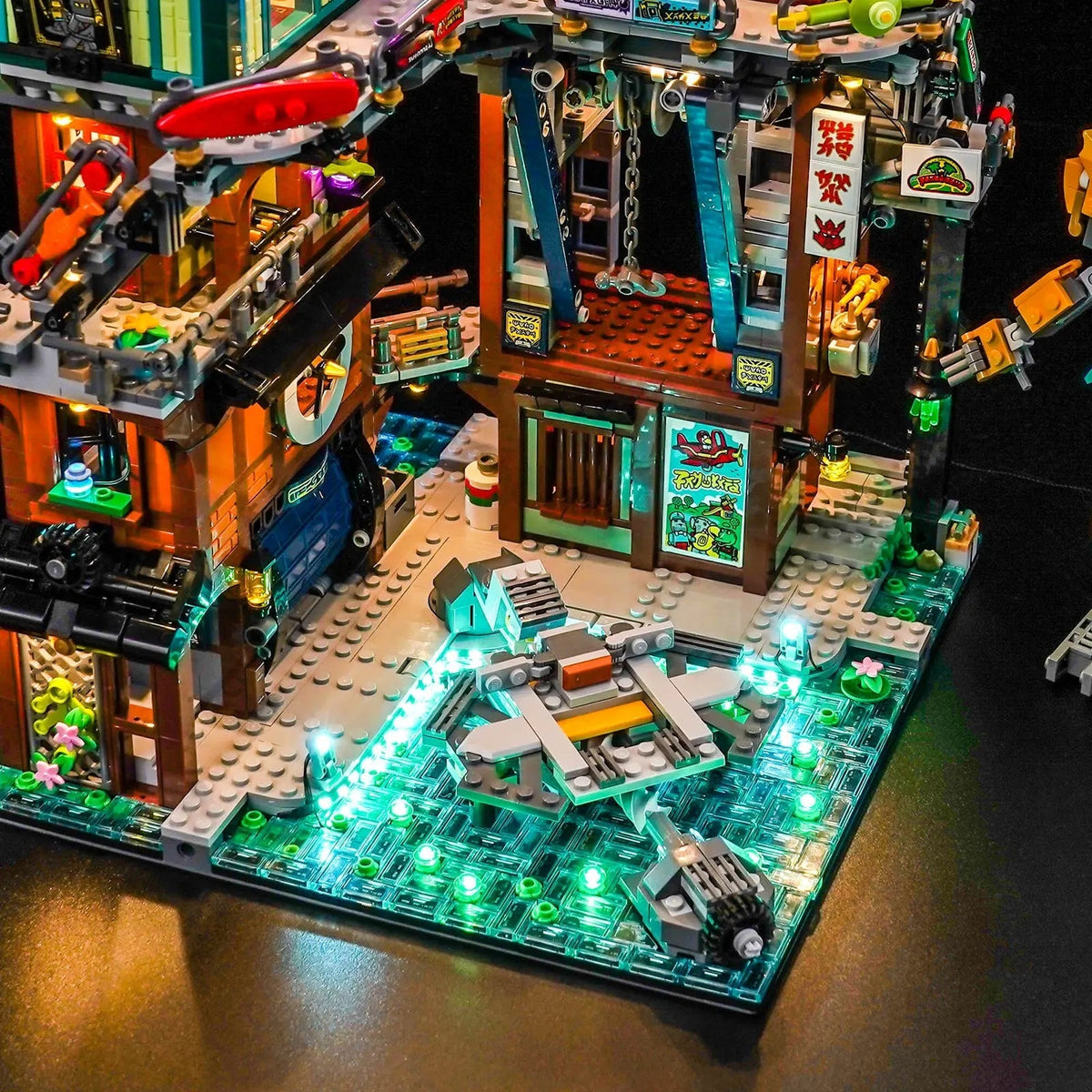 Bright My Bricks LED lighting kit for LEGO® NINJAGO City Workshops #71837 — night-mode display glow