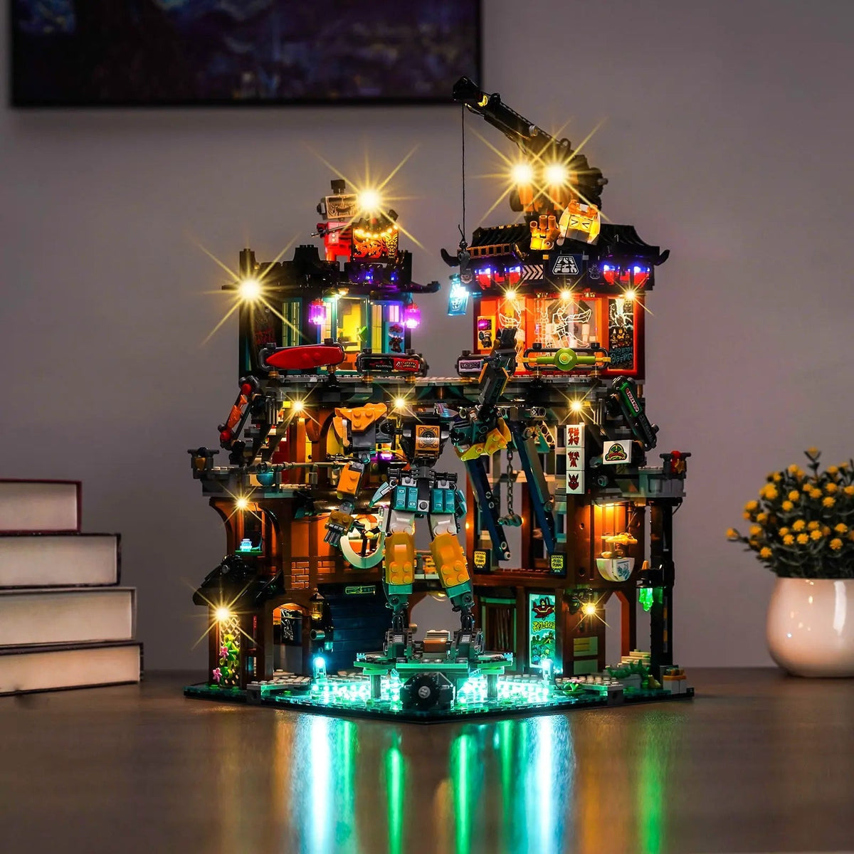 Bright My Bricks premium LED light kit for LEGO® NINJAGO City Workshops #71837 — close-up of the LED lighting detail