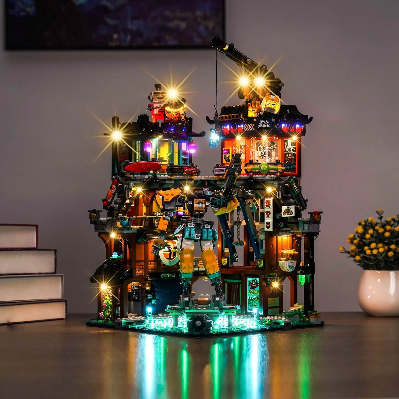 Bright My Bricks premium LED light kit for LEGO® NINJAGO City Workshops #71837 — close-up of the LED lighting detail