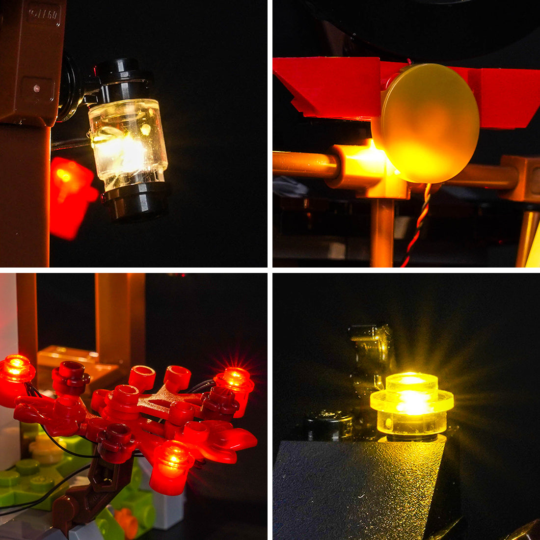 showcase lighting view: Bright My Bricks light kit for LEGO® Ninjago Four Weapons Blacksmith 15th Anniversary #71858