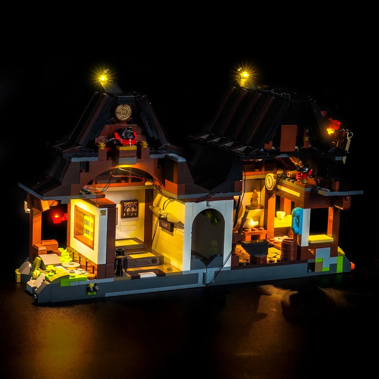 LEGO® Ninjago Four Weapons Blacksmith 15th Anniversary #71858 — night-mode display glow (premium LED light kit)