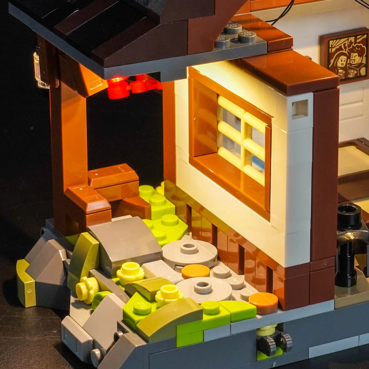LED lights for LEGO® Ninjago Four Weapons Blacksmith 15th Anniversary #71858, LED strips and bricks detail