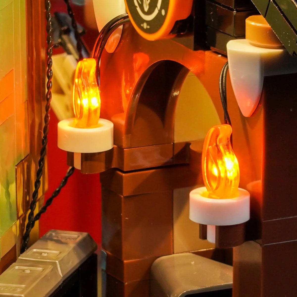 LED light kit for LEGO® NINJAGO The Old Town 15th Anniversary #71861, front view fully lit