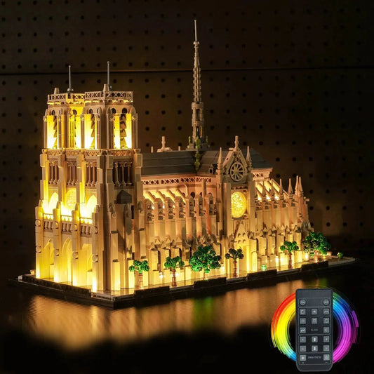 LEGO Notre-Dame de Paris #21061 with LED lights installed
