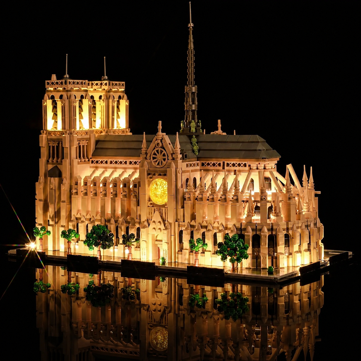 Bright My Bricks premium LED light kit for LEGO® Notre-Dame de Paris #21061 — close-up of the LED lighting detail