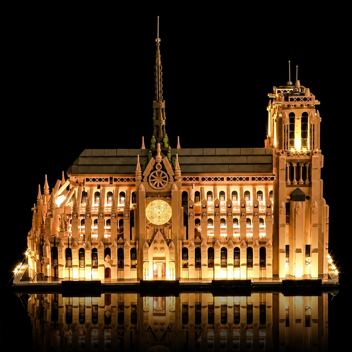 LEGO® Notre-Dame de Paris #21061 — showcase lighting view (DIY LED light kit)