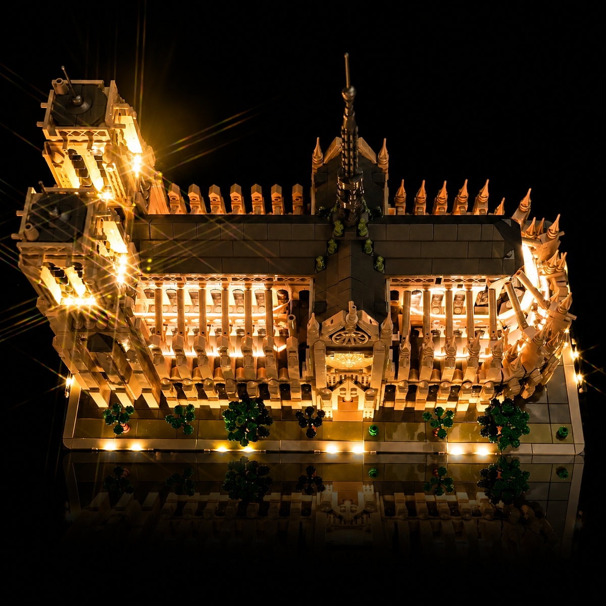 LED lighting kit for LEGO® Notre-Dame de Paris #21061, warm LED glow detail