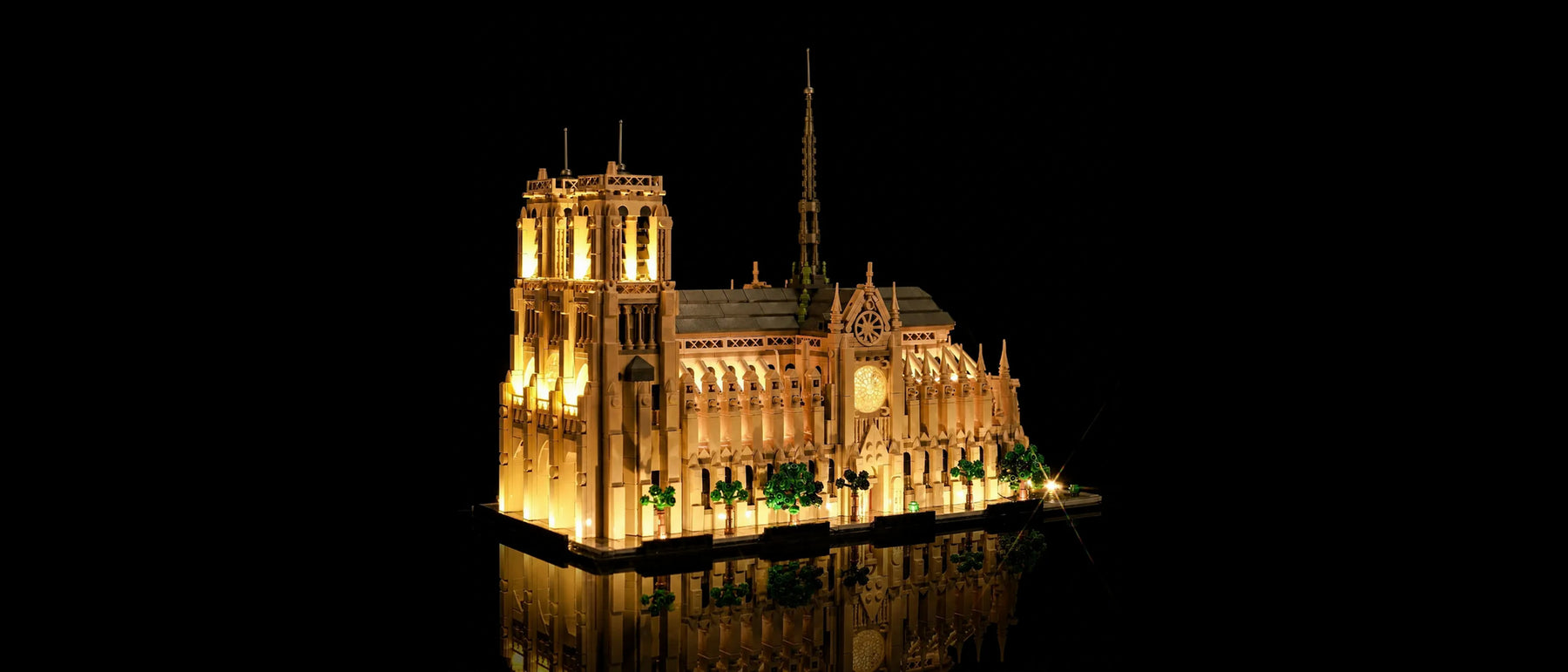 Light Kit for LEGO® Notre-Dame de Paris #21061 — lit with the LED light kit