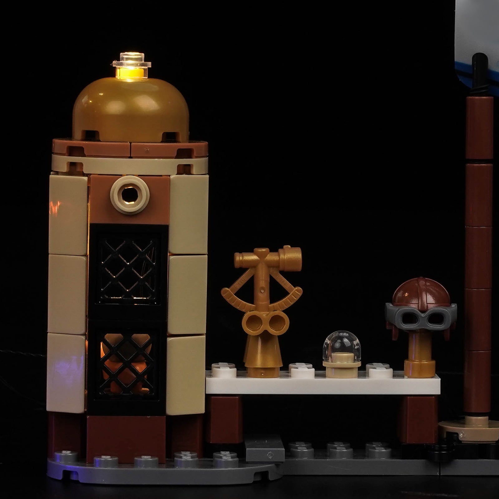 LED lights for LEGO® One Piece Garp's Marine Battleship #75646, close-up of the LED lighting detail