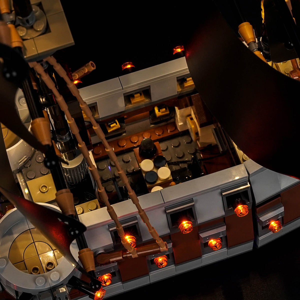 Bright My Bricks LED light kit for LEGO® One Piece Garp's Marine Battleship #75646 — installed and glowing