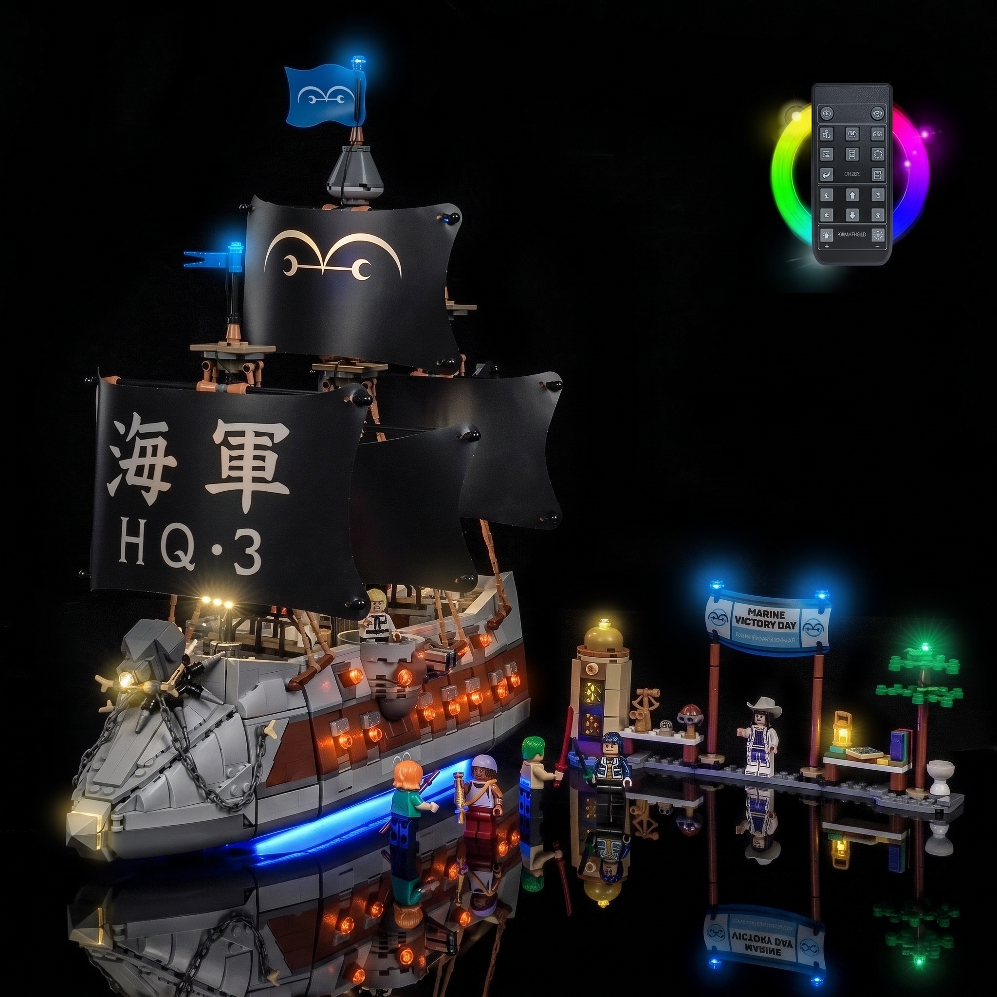 LED lights for LEGO® One Piece Garp's Marine Battleship #75646, brightened interior detail