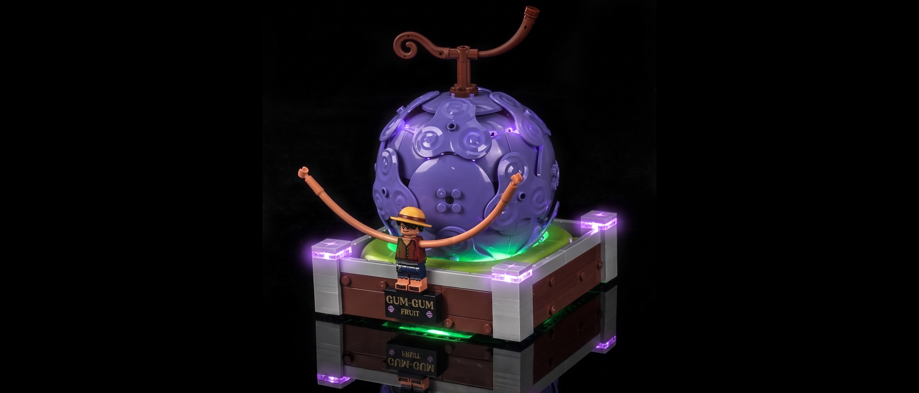 Light Kit for LEGO® One Piece Gum-Gum Fruit #75647 — lit with the LED light kit