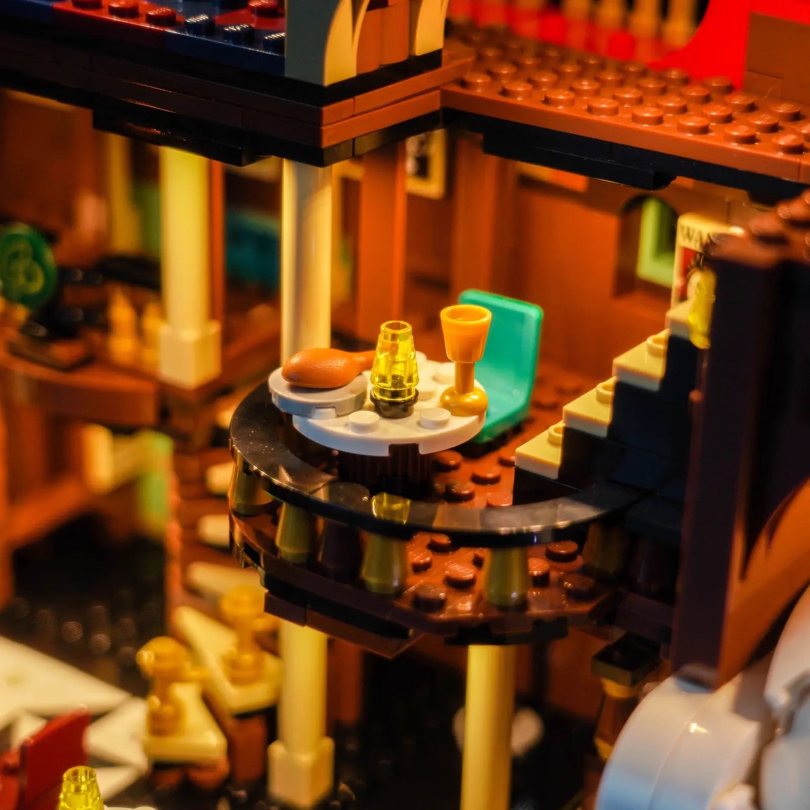 Close-up of LED lights on LEGO One Piece The Baratie Floating Restaurant #75640