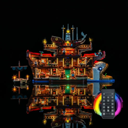 Bright My Bricks DIY LED light kit for LEGO® One Piece The Baratie Floating Restaurant #75640 — night-mode display glow