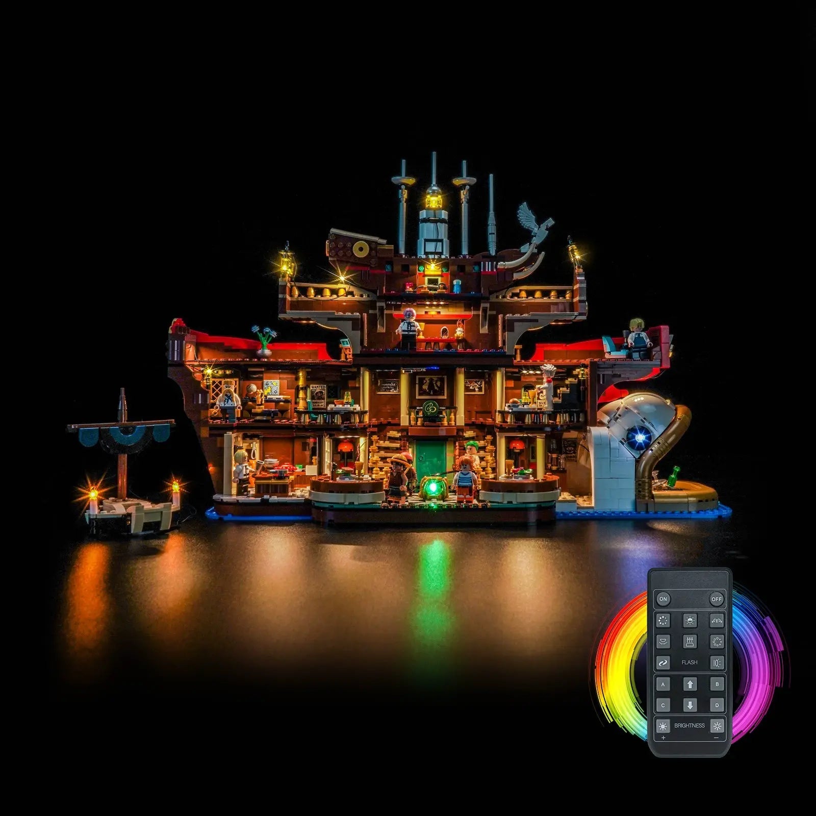 LEGO One Piece The Baratie Floating Restaurant #75640 with LED lights installed