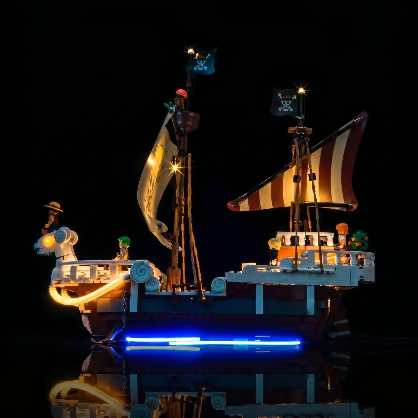 brightened interior detail: Bright My Bricks display light kit for LEGO® One Piece The Going Merry Pirate Ship #75639