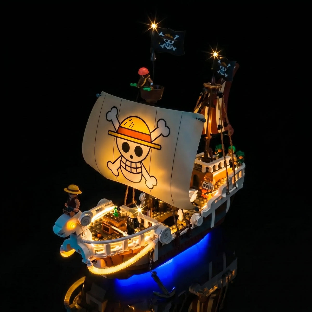 LEGO® One Piece The Going Merry Pirate Ship #75639 — lighting effect on the build (LED lights)