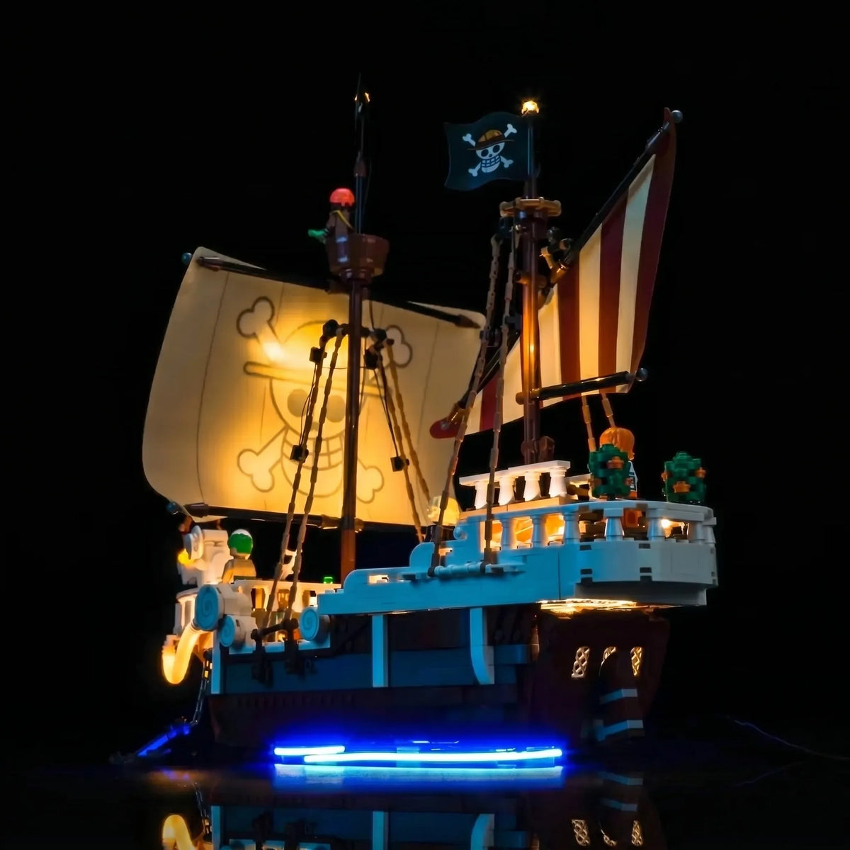 USB-powered LED light kit for LEGO® One Piece The Going Merry Pirate Ship #75639, close-up of the LED lighting detail