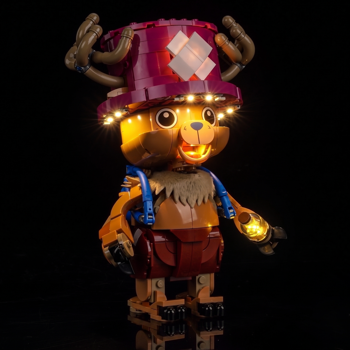 LEGO® One Piece Tony Tony Chopper #75643 installed and glowing, with the USB-powered LED light kit