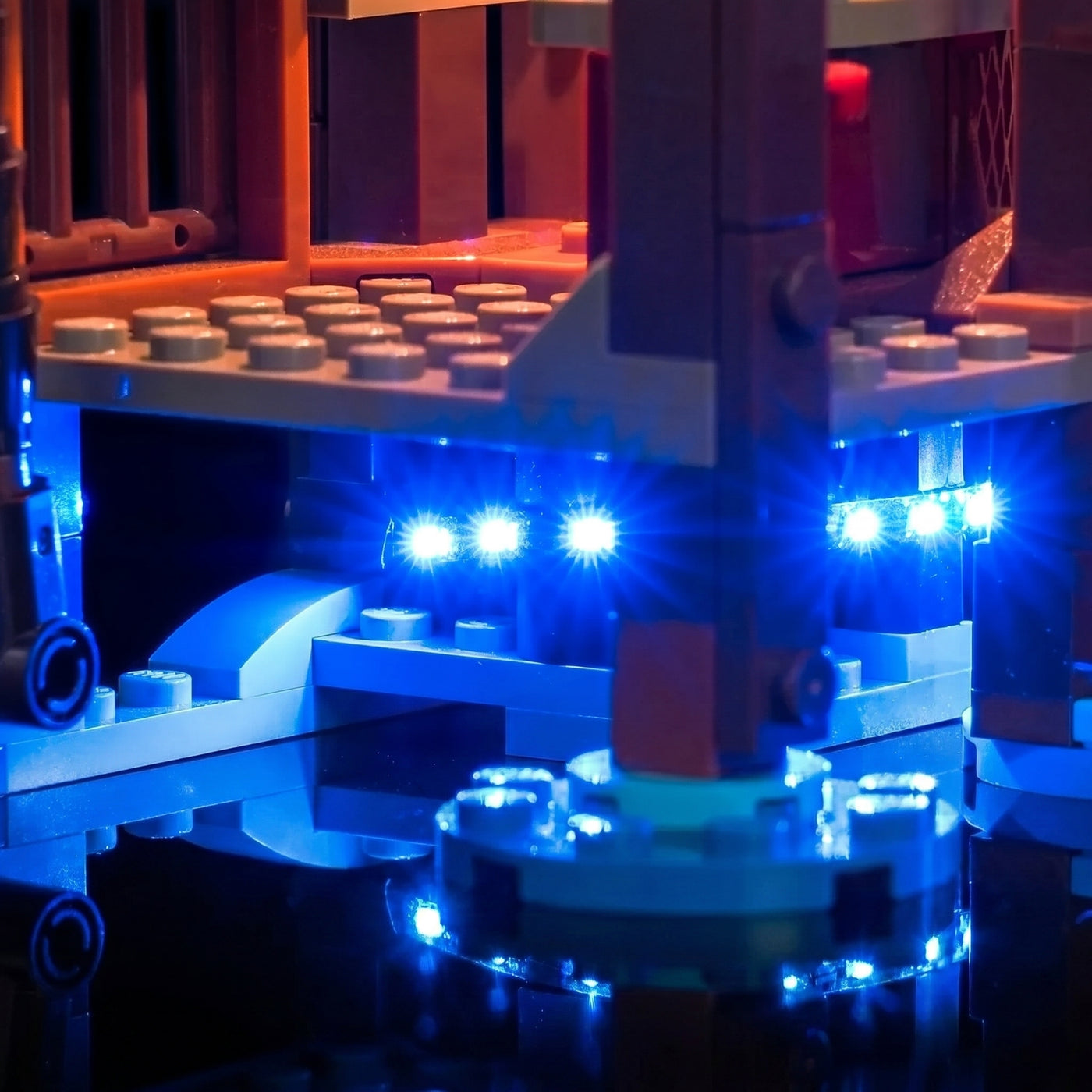LED lights for LEGO® One Piece Windmill Village Hut #75636, illuminated at night
