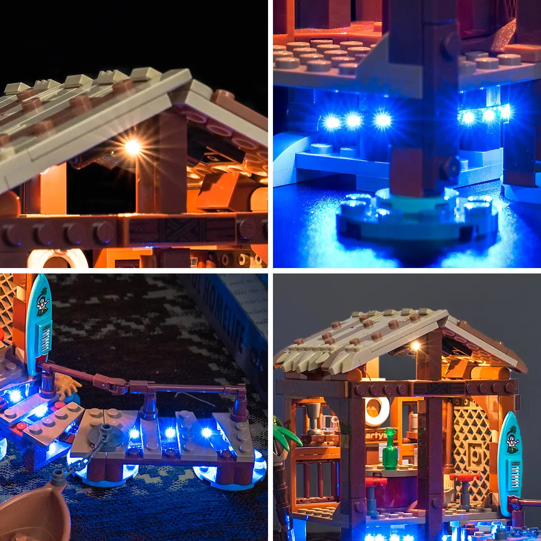 Bright My Bricks LED lighting kit for LEGO® One Piece Windmill Village Hut #75636 — installed and glowing