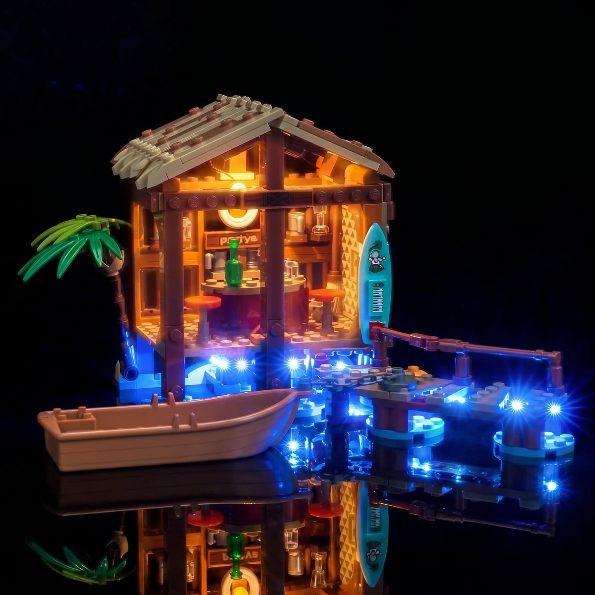LED strips and bricks detail: Bright My Bricks premium LED light kit for LEGO® One Piece Windmill Village Hut #75636