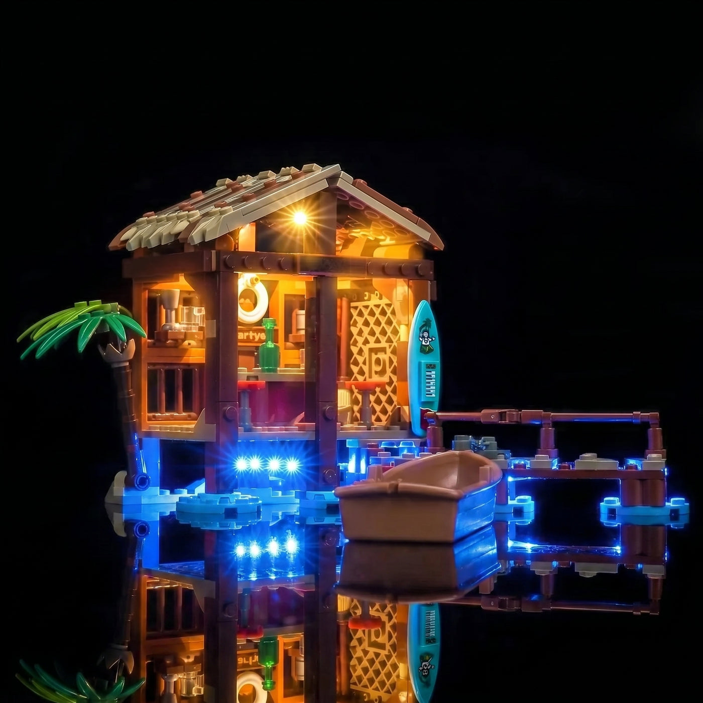 LEGO® One Piece Windmill Village Hut #75636 — LED kit powered on (DIY LED light kit)