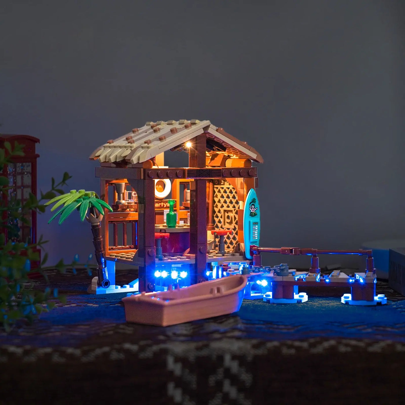 LEGO® One Piece Windmill Village Hut #75636 — before-and-after lighting (custom LED lighting)