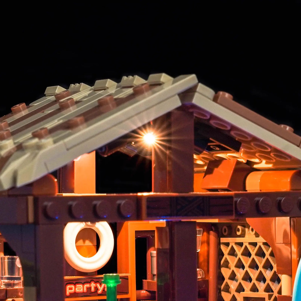 lighting effect on the build: Bright My Bricks LED light kit for LEGO® One Piece Windmill Village Hut #75636
