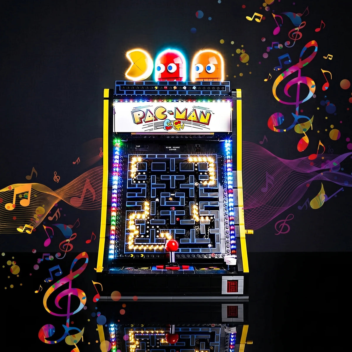brightened interior detail: Bright My Bricks DIY LED light kit for LEGO® PAC-Man Arcade #10323