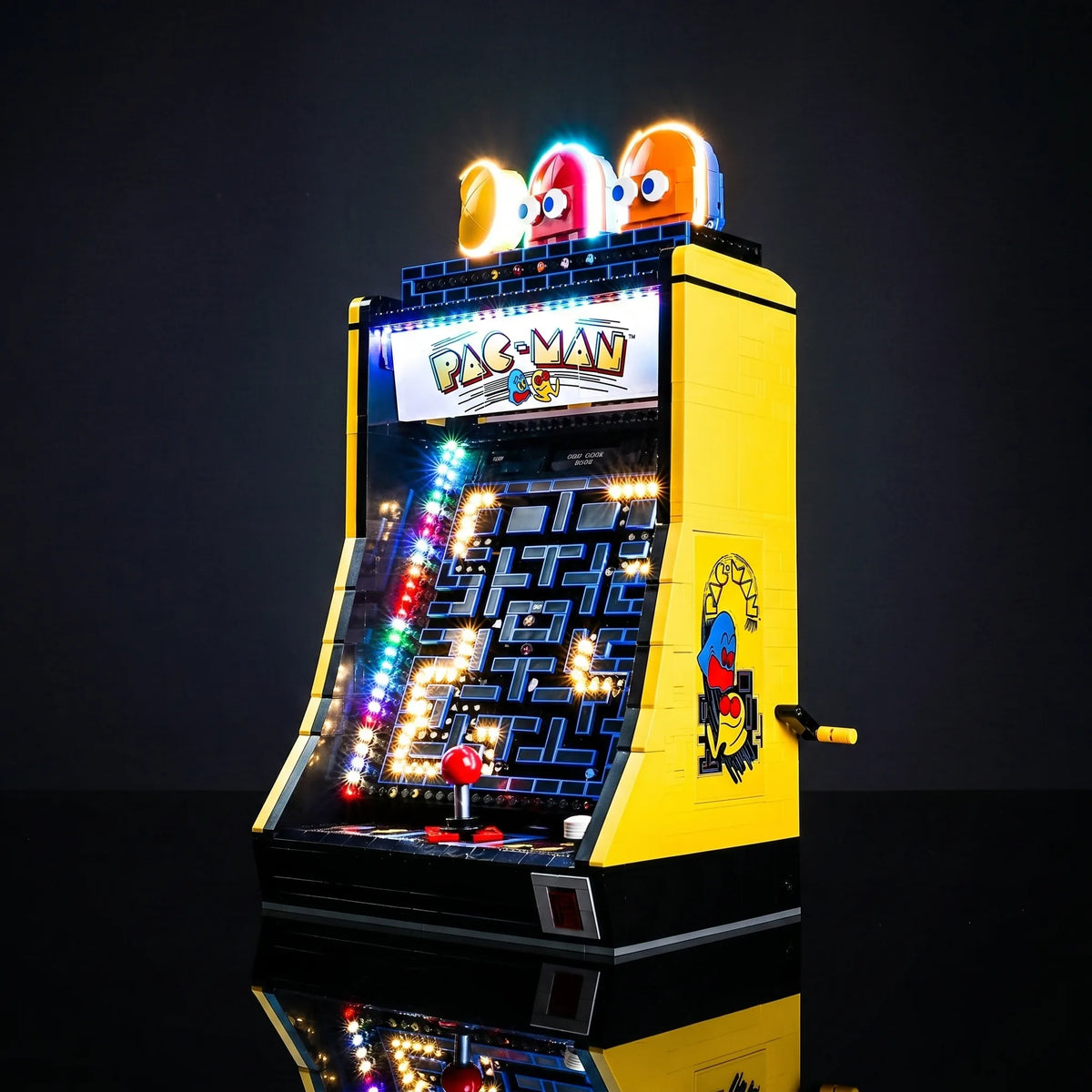 DIY LED light kit for LEGO® PAC-Man Arcade #10323, close-up of the LED lighting detail