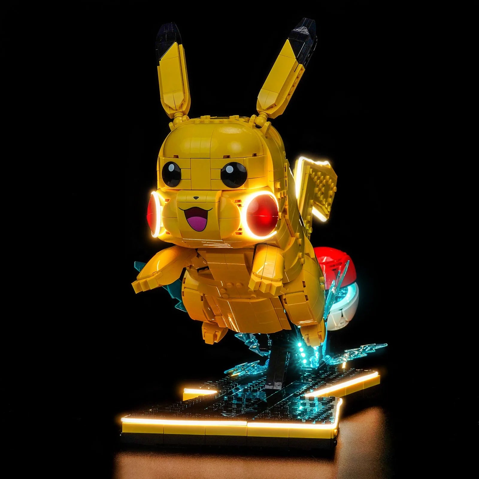 LEGO Pikachu and Poke Ball #72152 lit up - front angle