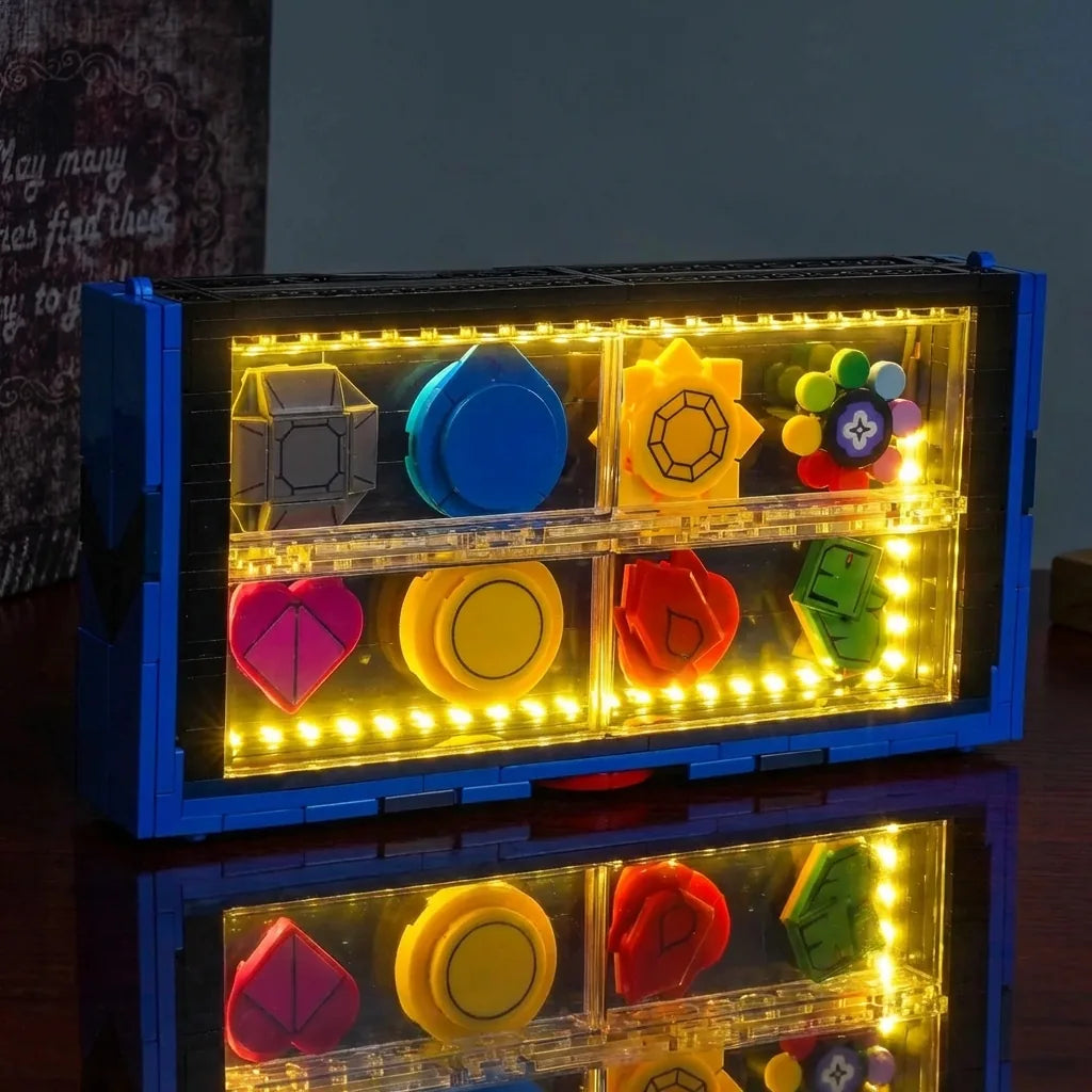 LEGO® Pokemon Kanto Region Badge Collection #40892 — lighting effect on the build (RGB LED light kit)