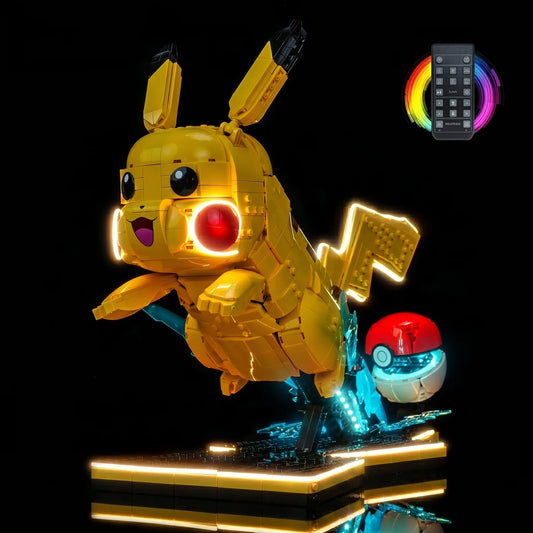 illuminated at night: Bright My Bricks DIY LED light kit for LEGO® Pokémon Pikachu and Poké Ball #72152