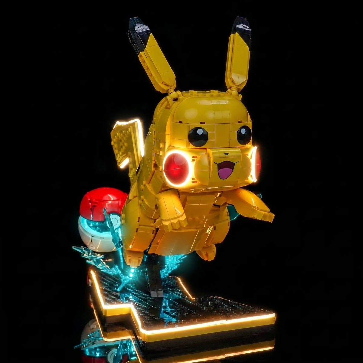 RGB LED light kit for LEGO® Pokémon Pikachu and Poké Ball #72152, close-up of the LED lighting detail