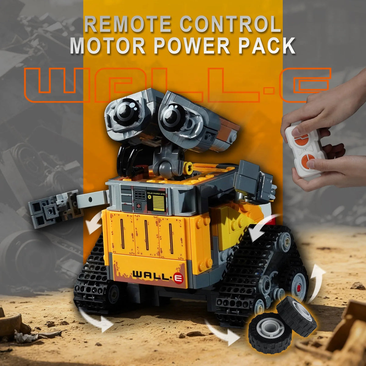 Close-up of LED lights on LEGO Power System Kit for LEGO Disney WALL-E and EVE #43279
