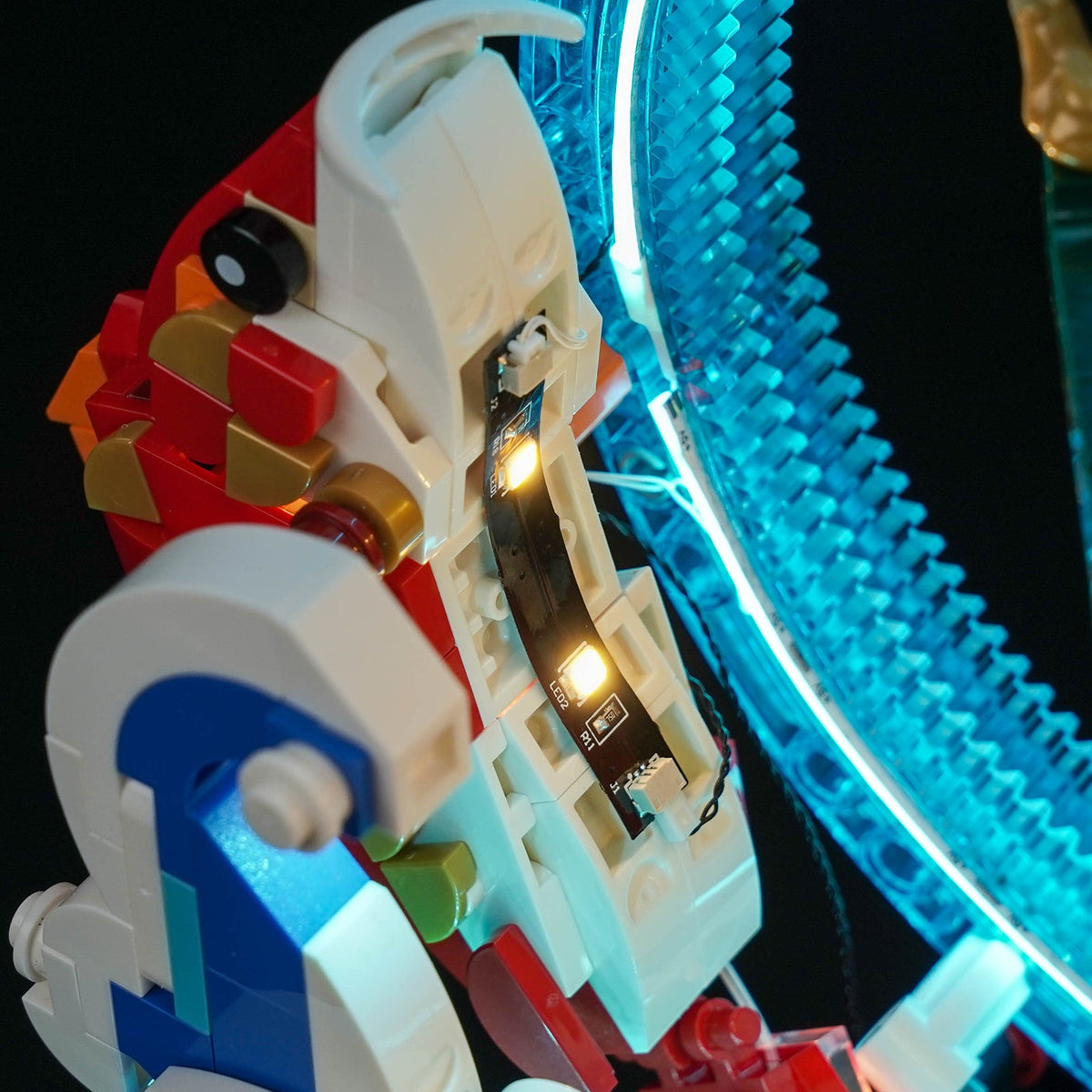 LEGO® Prosperity Carp Leaping #80120 — LED strips and bricks detail (LED light kit)