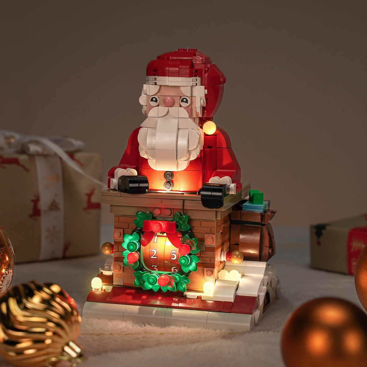 Lichtset für LEGO® Weihnachtsmann-Tagezähler #40874 – beleuchtete Ansicht 1
