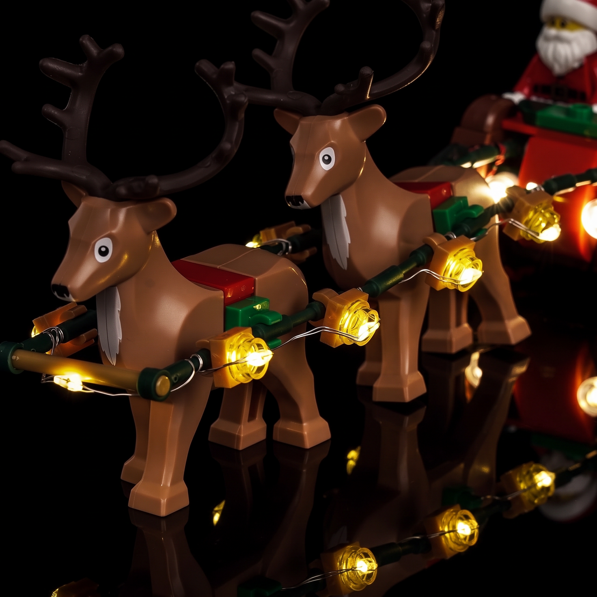 Lichtset für LEGO® Abenteuerliche Schlittenfahrt des Weihnachtsmanns #40866 – beleuchtete Ansicht 10