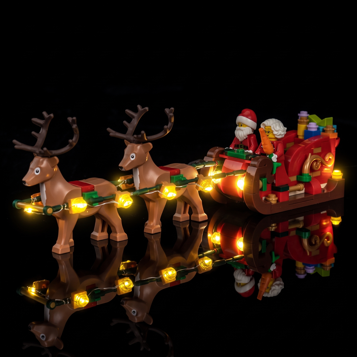 Lichtset für LEGO® Abenteuerliche Schlittenfahrt des Weihnachtsmanns #40866 – beleuchtete Ansicht 4