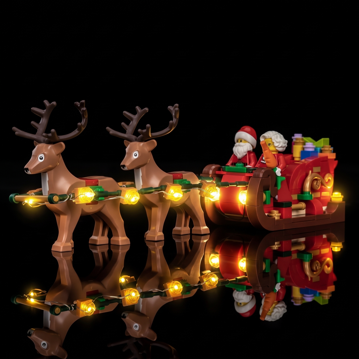 Lichtset für LEGO® Abenteuerliche Schlittenfahrt des Weihnachtsmanns #40866 – beleuchtete Ansicht 5