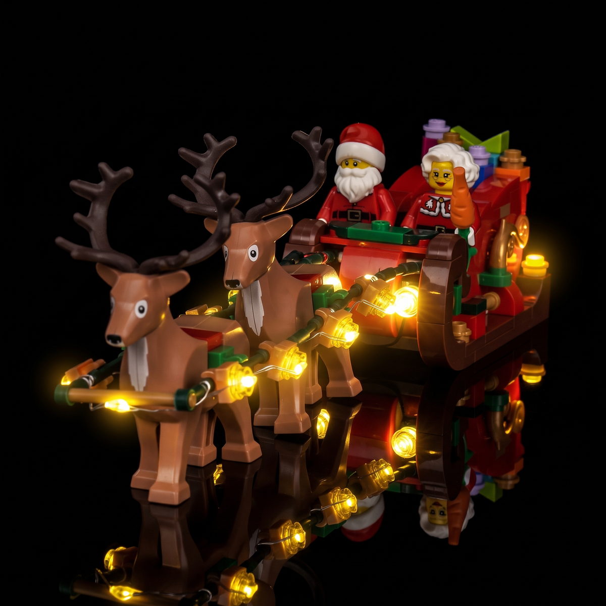 Lichtset für LEGO® Abenteuerliche Schlittenfahrt des Weihnachtsmanns #40866 – beleuchtete Ansicht 6