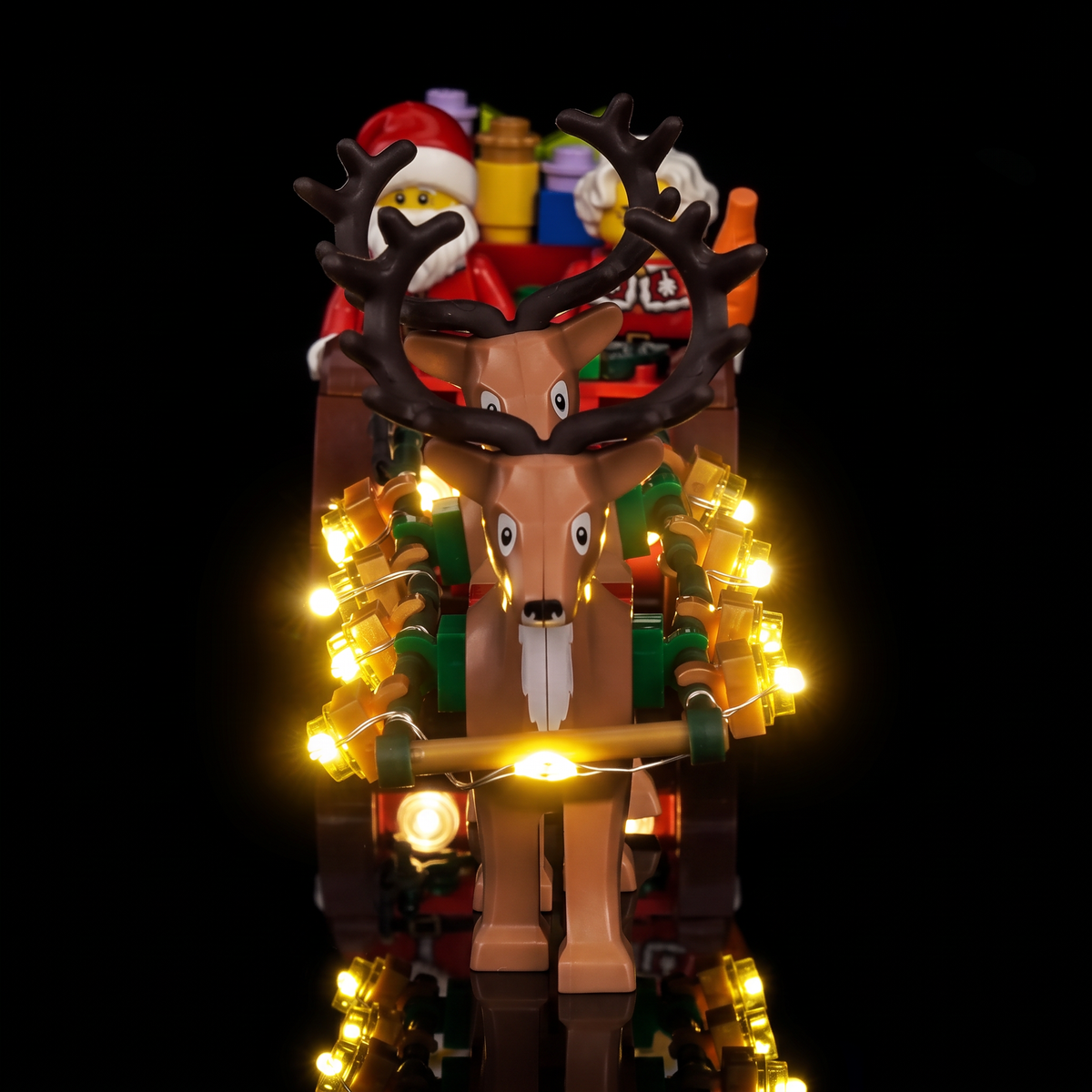 Lichtset für LEGO® Abenteuerliche Schlittenfahrt des Weihnachtsmanns #40866 – beleuchtete Ansicht 7