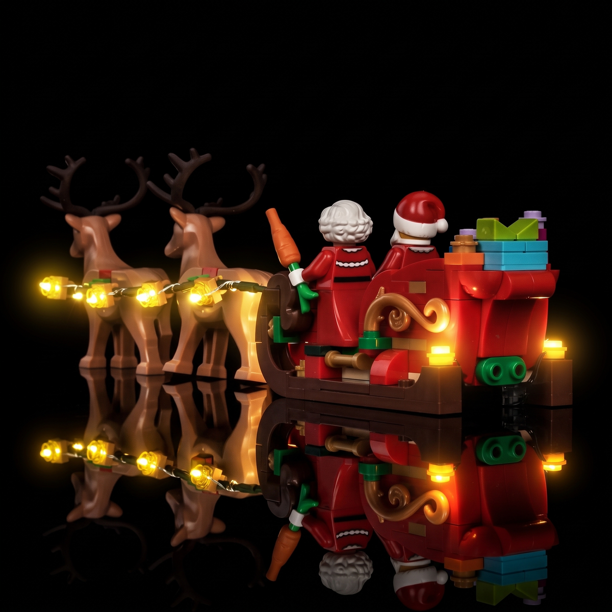 Lichtset für LEGO® Abenteuerliche Schlittenfahrt des Weihnachtsmanns #40866 – beleuchtete Ansicht 8