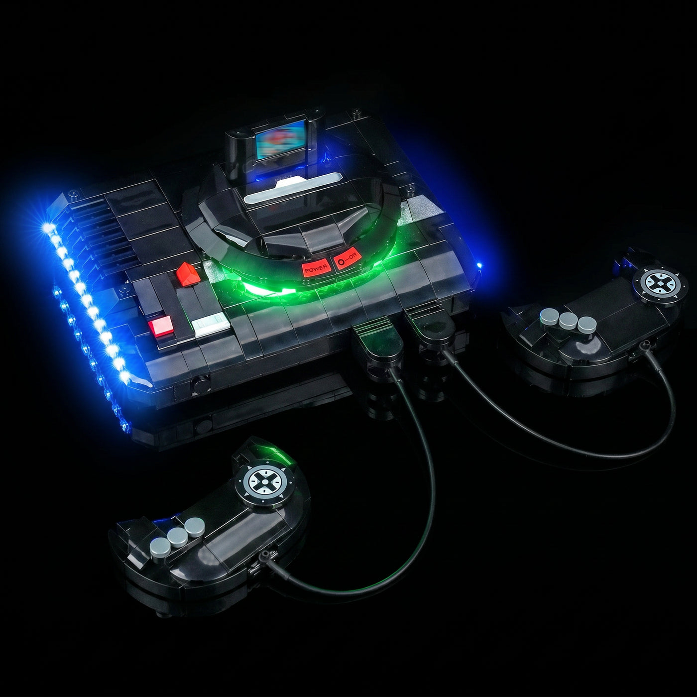Bright My Bricks LED lighting kit for LEGO® SEGA Genesis Console #40926 — before-and-after lighting