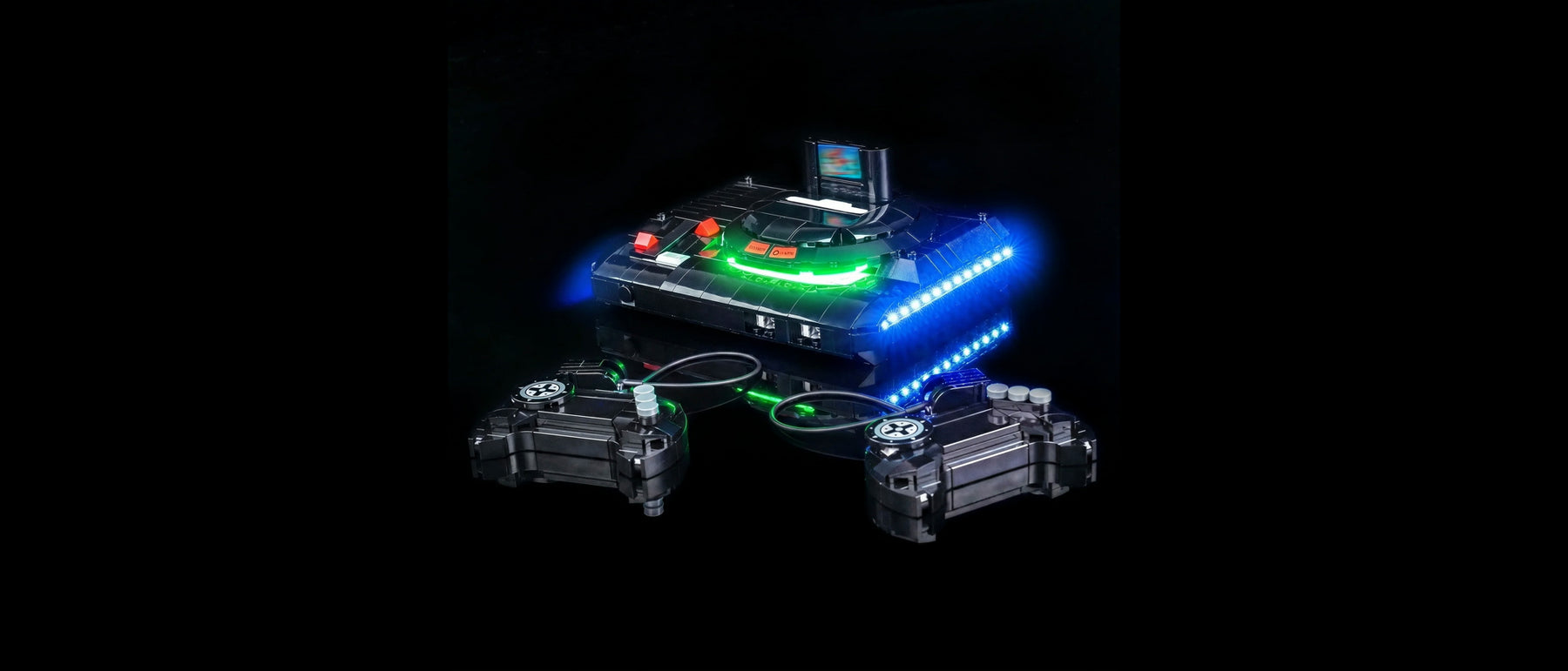 Light Kit for LEGO® SEGA® Mega Drive™ Console #40926 — lit with the LED light kit