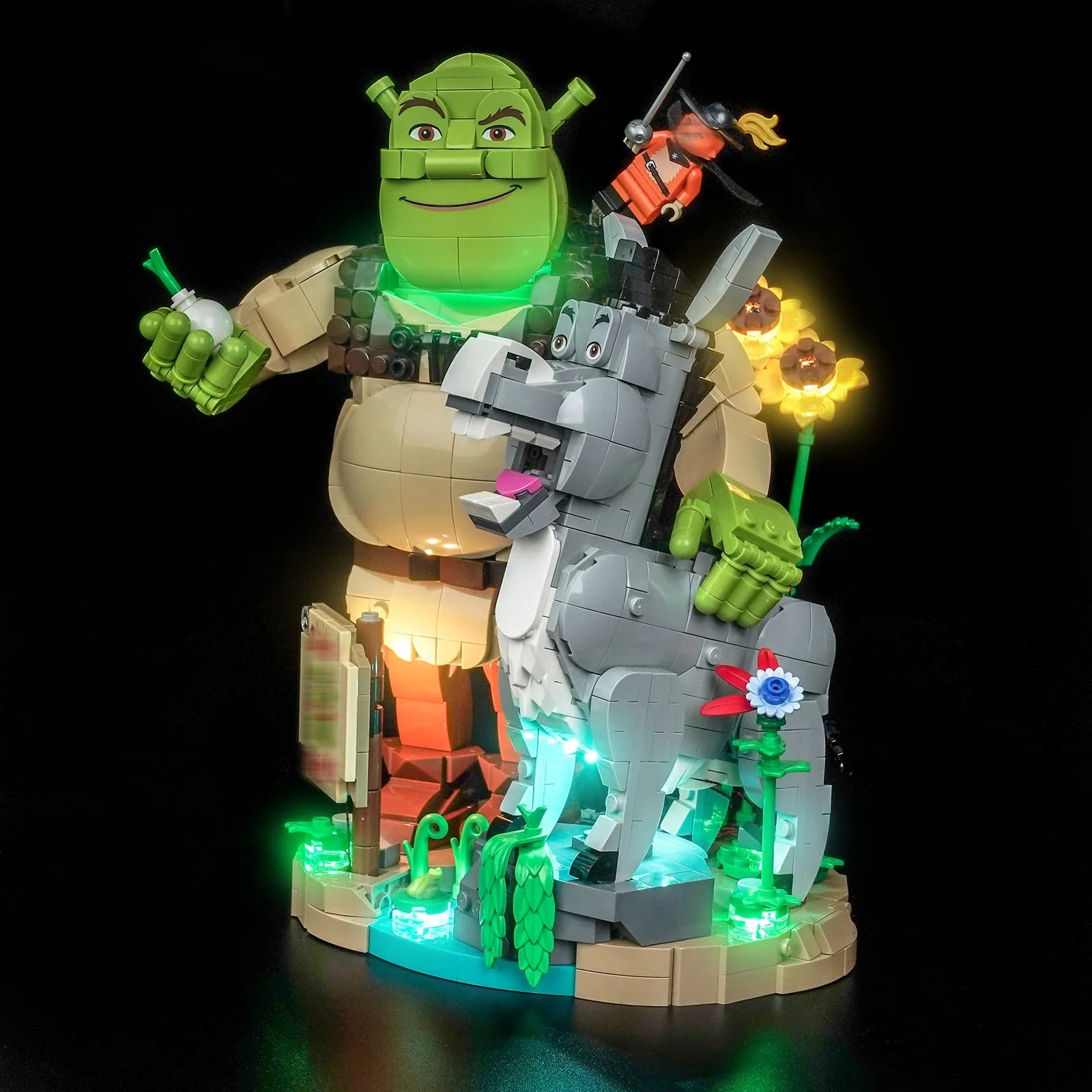 LEGO Shrek Donkey and Puss in Boots #72423 LED lighting detail