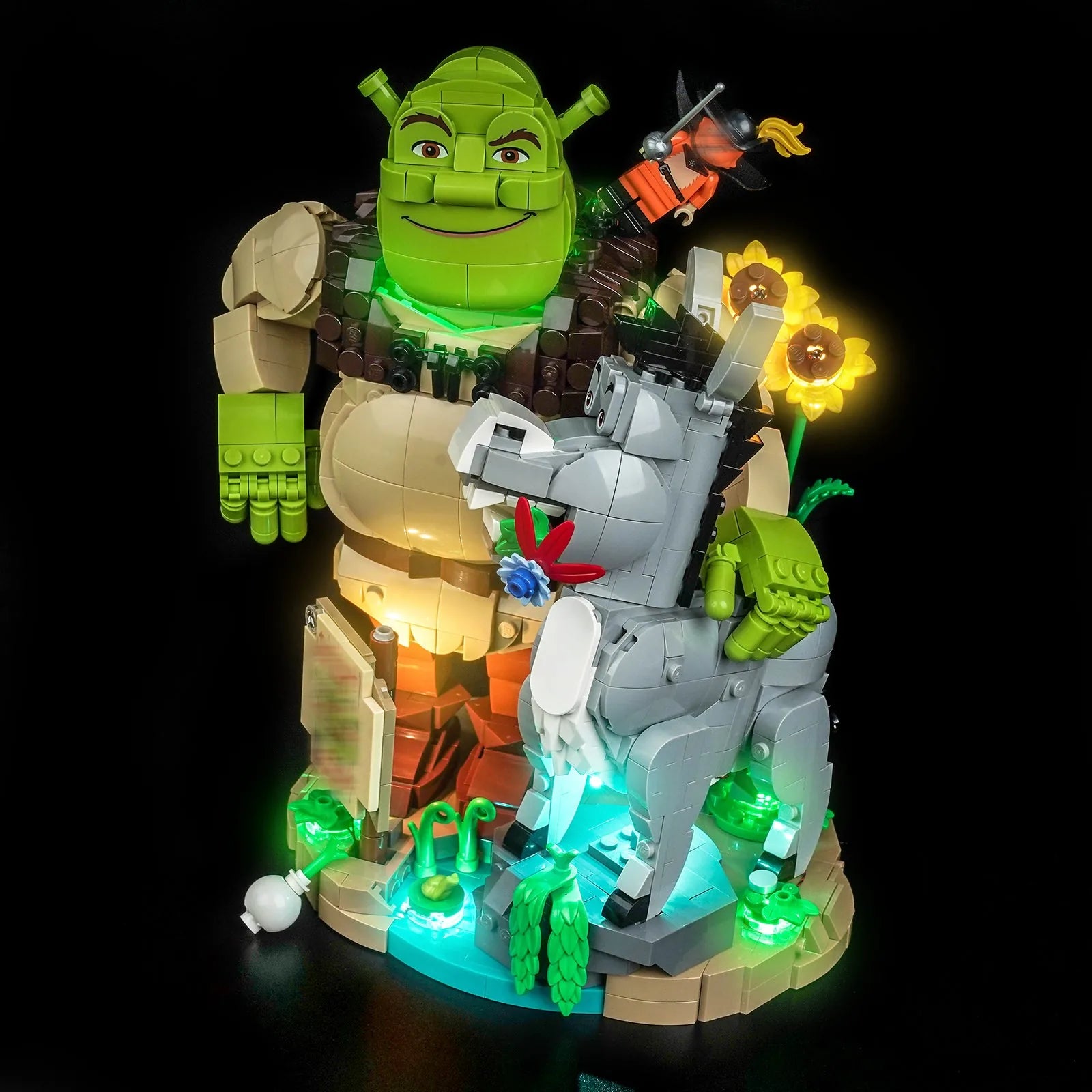 Light Kit LEGO Shrek Donkey and Puss in Boots #72423 display view